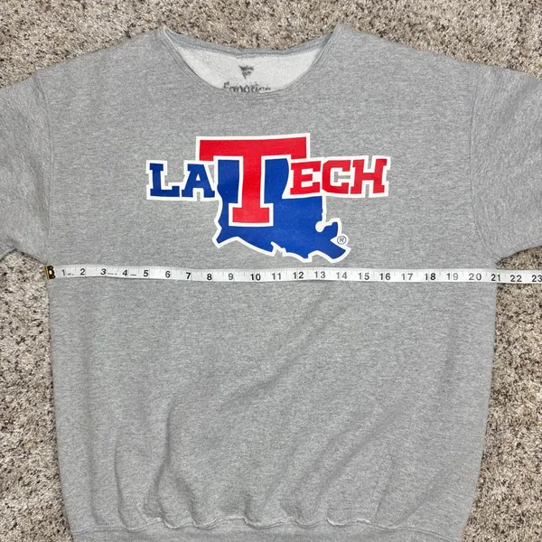 Fanatics LA Tech Louisiana Tech Bulldog Sweatshirt Medium Gray Crewneck Pullover - Image 5