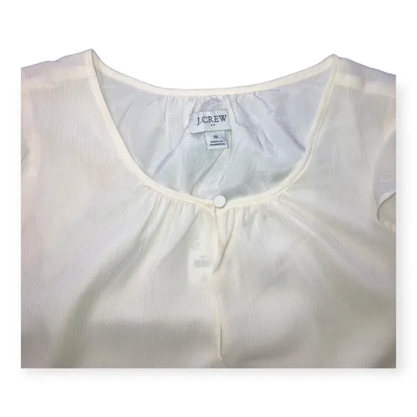 J. Crew Womens white flutter sleeve key-hole blouse - Image 5