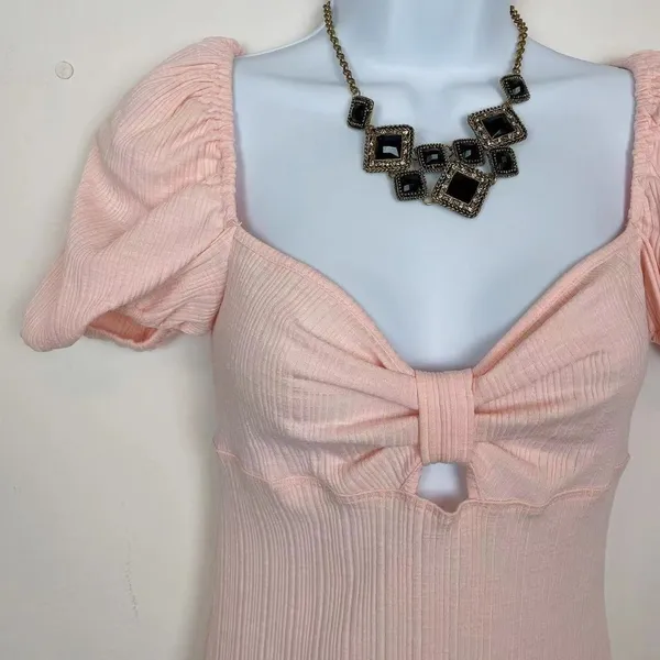 Bellevue the Label Pink Casual Rita Short Sleeve Midi Dress Small NWT - Image 3