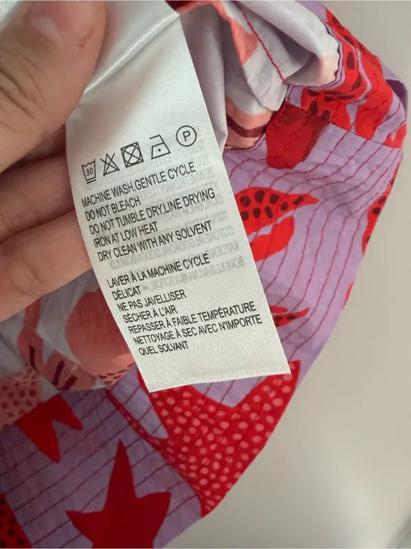 FARM RIO Red Starfish & Lobster Print Puff Sleeve Mini Dress Sz M - Image 6