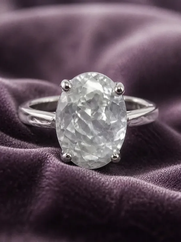 Gorgeous Stainless Steel Silver w/ Gorgeous Frosted Cream Color Gemstone Size 8 - Image 2