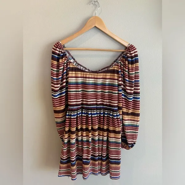 ZARA Like New Striped Midi Long‎ Sleeve Dress Medium Faux Corset Style Mu… - Image 2