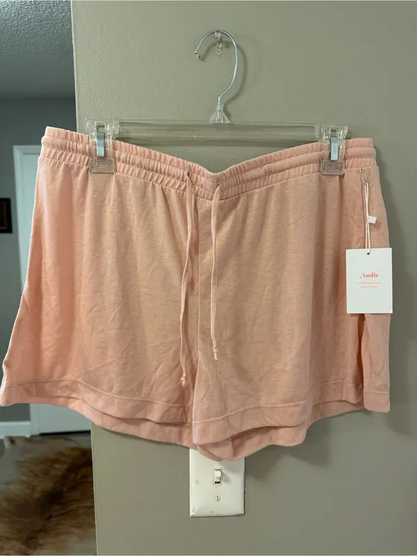 NWT Andie The Short Bamboo Jersey Pull On Drawstring Waist blush Women's Size L - Image 2