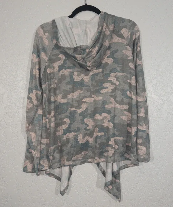 Jaclyn Intimates Gray Camouflage Flyaway Cardigan Size Large - Image 6