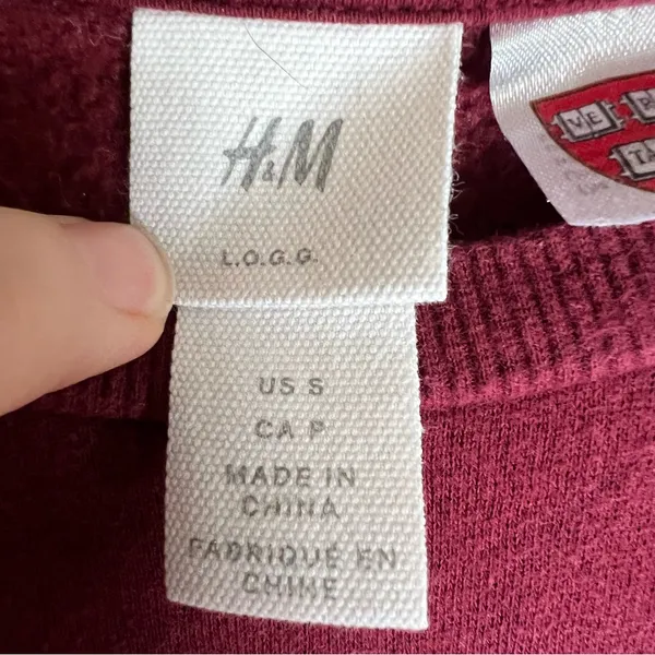 Harvard H&M Crimson Crewneck Sweatshirt Sz S Varsity Collegiate Logo Pullover - Image 5