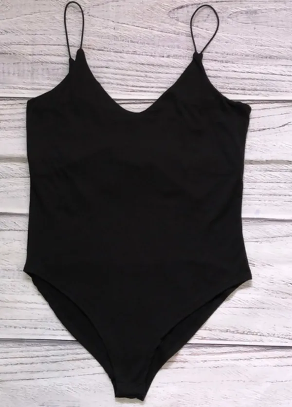 Gaze Black Spaghetti Strap Bodysuit - Image 3