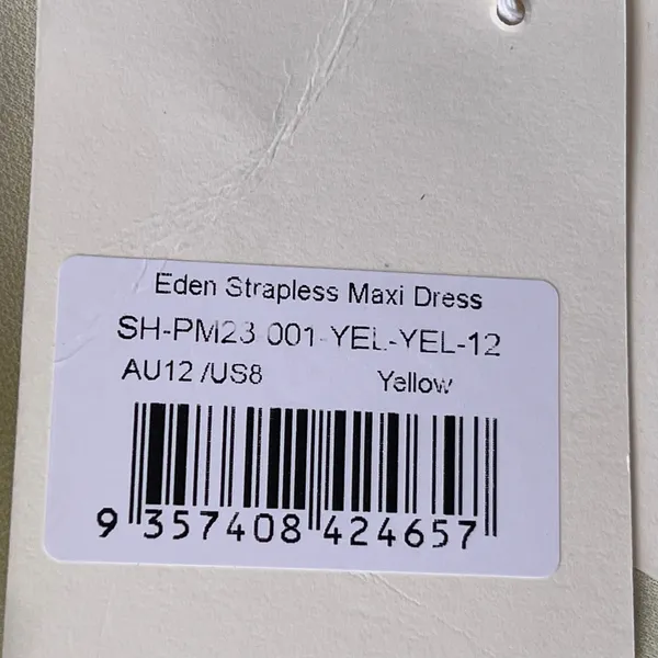 Peppermayo yellow Eden strapless maxi dress drop waist new with tag size 8 - Image 10