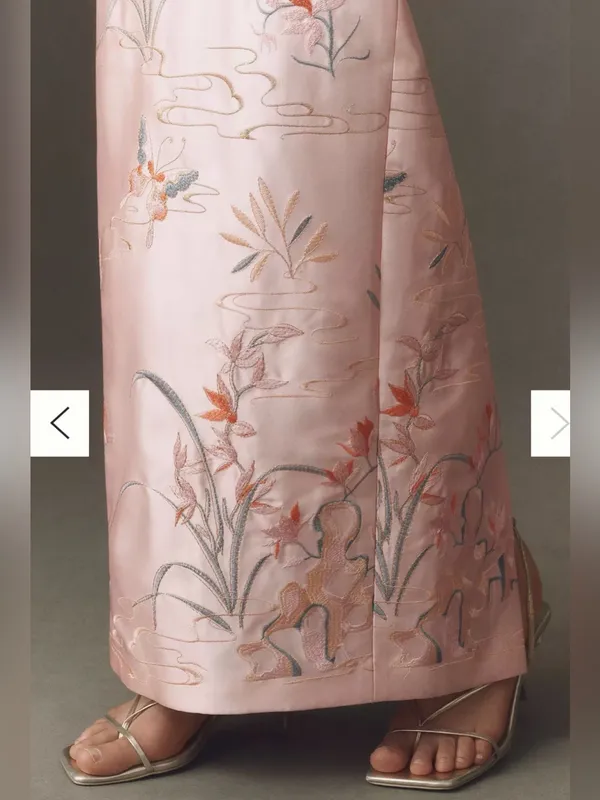 NEW SAU LEE Isla Butterfly Embroidered Strapless Satin Pink multi Gown Sz 2 - Image 5