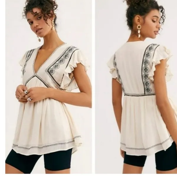 Free People Falling Water White Tunic Top size S - Image 2