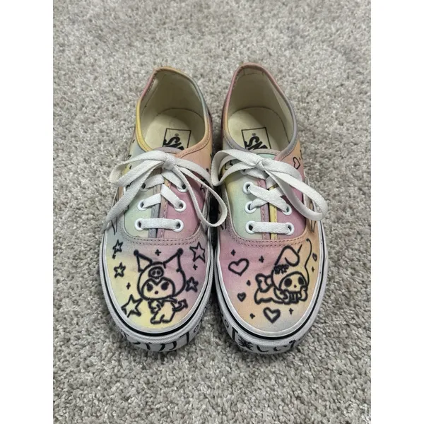VANS Custom San Rio Kuromi My Melody Rainbow Tie Dye Low Top Skate Shoes Size 7 - Image 3