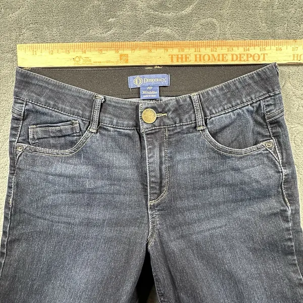 Democracy Ab Solution Bootcut Jeans Womens 10 Stretch Distressed Rips Boho Dark - Image 5