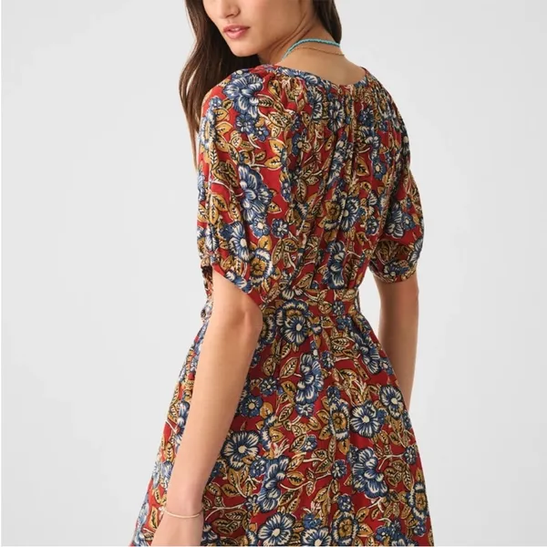 Faherty Women's Carmel Linen Dress in Red Desert Bloom Floral NWT Size XL - Image 5