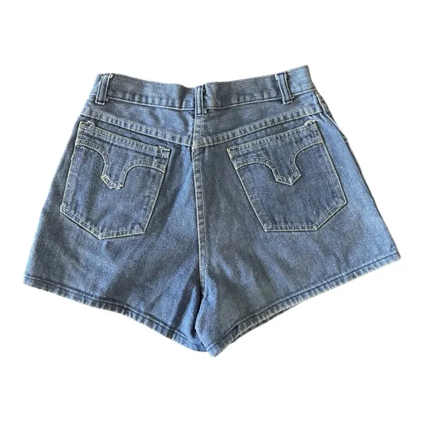 Vintage Woolco high waisted denim shorts Fit Small 24” waist made in Hong Kong - Image 2