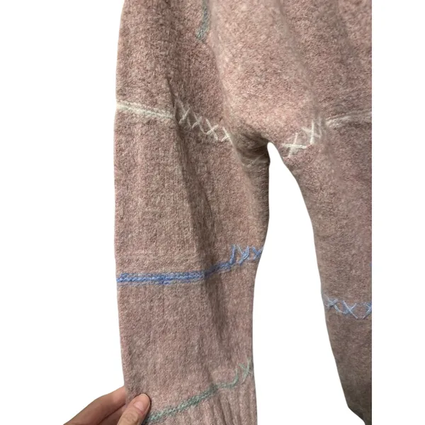 POL Pink Knit Open Front Cardigan‎ Sweater With Embroidered Details Womens - Image 3