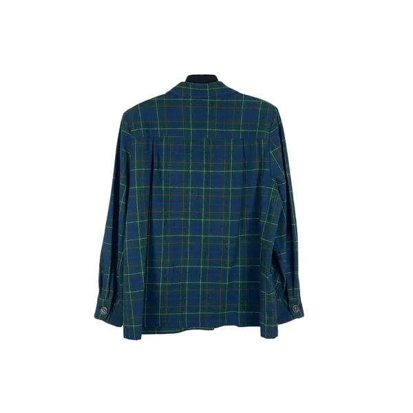 Pendleton Originals Wool Plaid Blazer Jacket Shacket Top L Green Blue Tartan 90s - Image 3