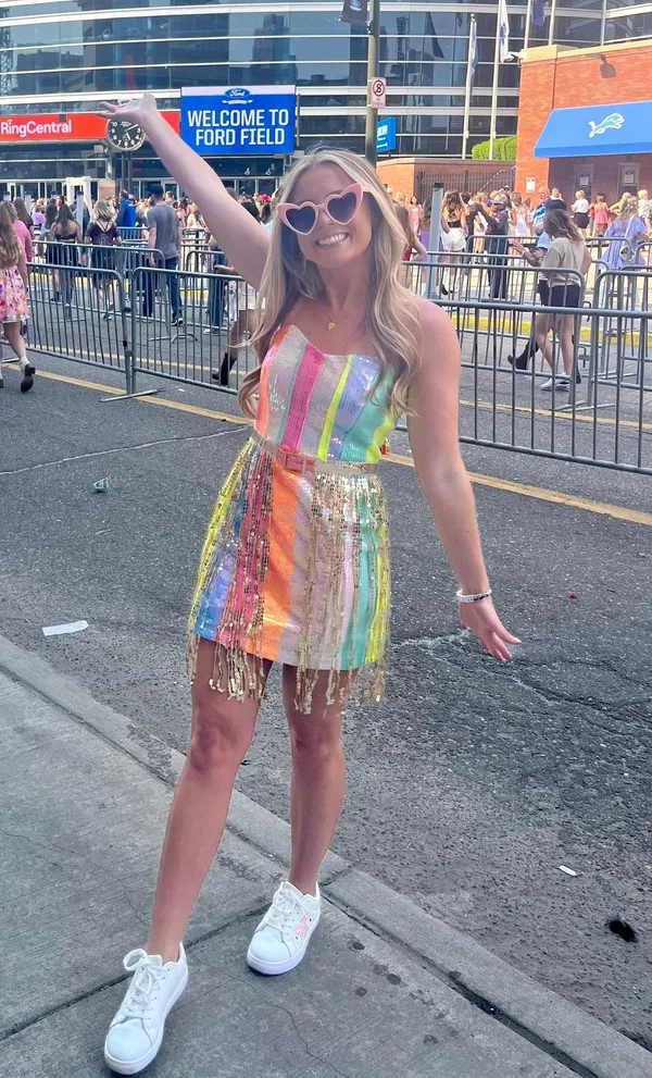 Hazel and Olive Sparkly Rainbow Fringe Dress - Image 3