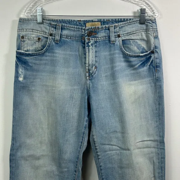 BKE Denim Light Wash Distressed Cropped Straight Leg Jeans Size 10 - Image 3