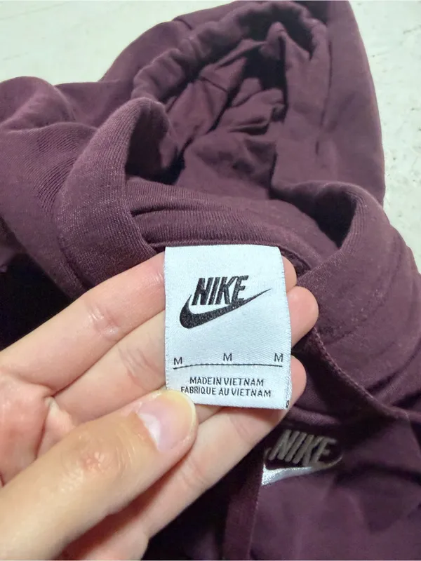 Nike Burgundy Pullover Hoodie with White Logo medium - Image 8