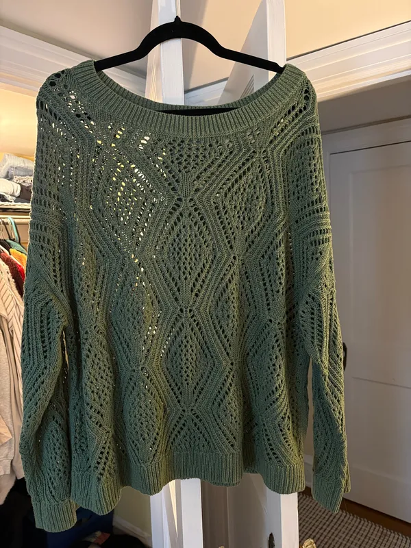 Old Navy Green Crochet Sweater - Image 2
