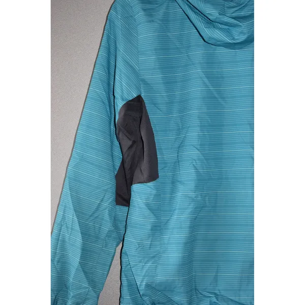 New Balance Windbreaker Jacket Women S Teal Blue Striped Hooded Full Zip Exc - Image 4