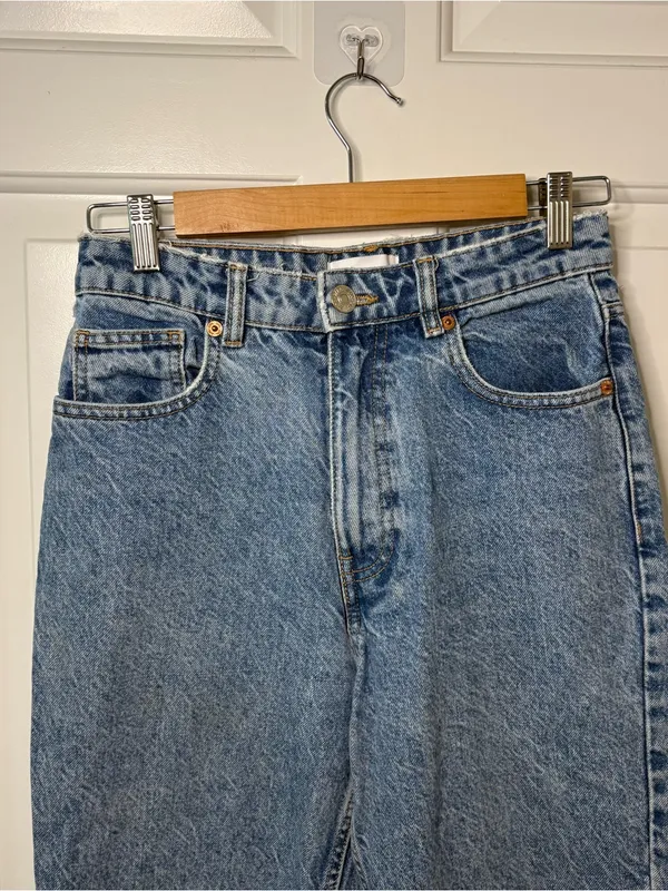 Zara highwaisted blue jeans barrel leg casual bohochic retro poetcore indie 4 - Image 2