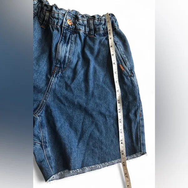 Zara Women's short Blue 100% Cotton with elastic waist Size 2 - Image 11