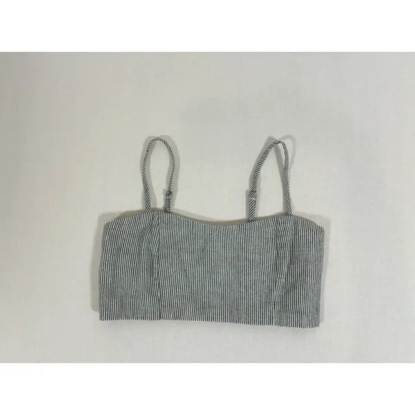 Brandy Melville Blue White Pinstripe Smocked Crop Cami Top Adjustable Straps - Image 10
