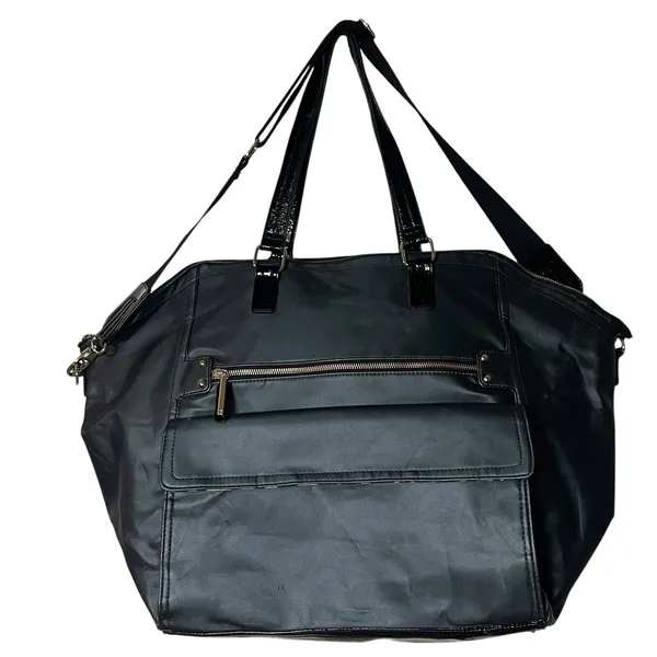 Victoria's Secret Duffle Bag Womens Large Black Nylon Leopard Lining Travel - Image 10