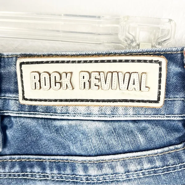 ROCK REVIVAL Alivia Blue Light Distressed Fray Hem Skinny Jeans 2 Boho Festival - Image 3