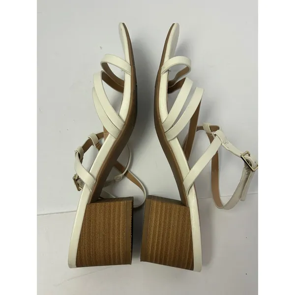 LC Lauren‎ Conrad Womens White Strappy Block Heel Sandals Square Toe Size 9 - Image 8