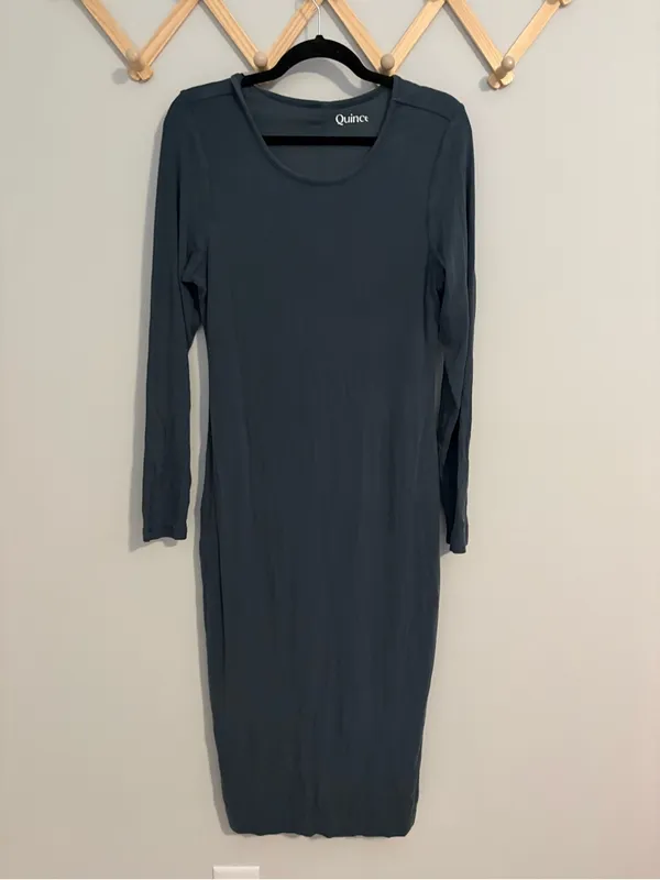 Quince Tencel Rib Knit Long Sleeve Dress size Large - Image 2