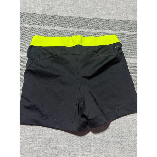 Nike Pro Women Small Black Neon Yellow 3 Inch Inseam Compression Shorts Athletic - Image 3