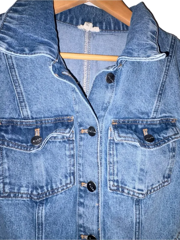 Anthropologie Pilcro Short-Sleeve Denim Button-Front Mini Dress Size 14 - Image 6