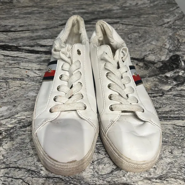 Tommy Hilfiger White Sneakers with Red and Blue Stripes - Image 4
