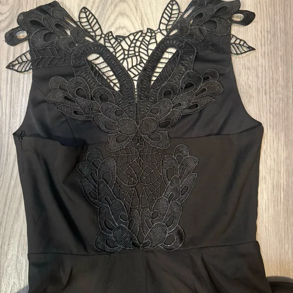 Altar’d State size Small fit and flare black mini dress with lace detail on back - Image 3
