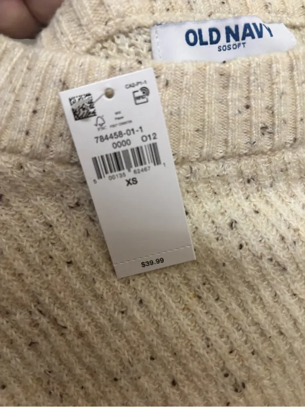 Old Navy Cream Speckled Knit Sweater | Size XS - Image 4