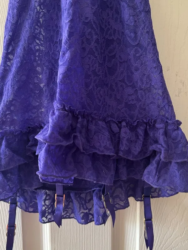 Victorias Secret The Lacie Sheer Lace Halter Babydoll Lingerie Purple Size Small - Image 5