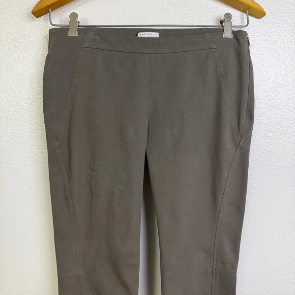 Brunello Cucinelli Slim Fit Pants Womens Size 6 Taupe Skinny Leggings Italy 29" - Image 2