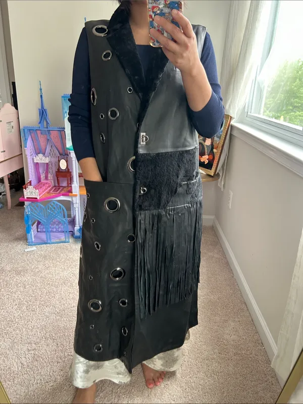 Sheep skin leather long vest. M - Image 9