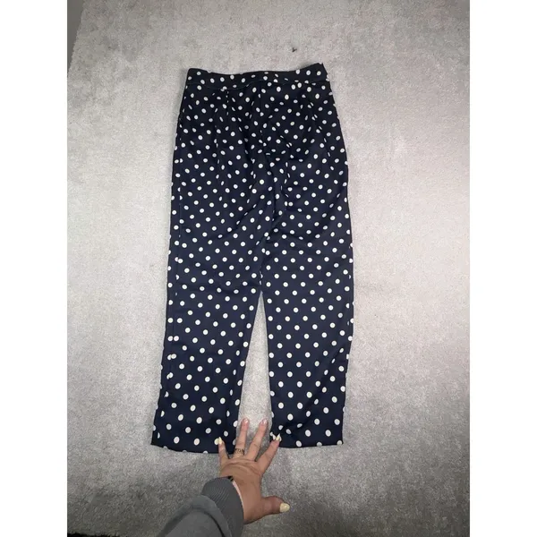 Tuckernuck Conway Pants Womens Navy White Polka Dot High Rise Straight Leg M - Image 7