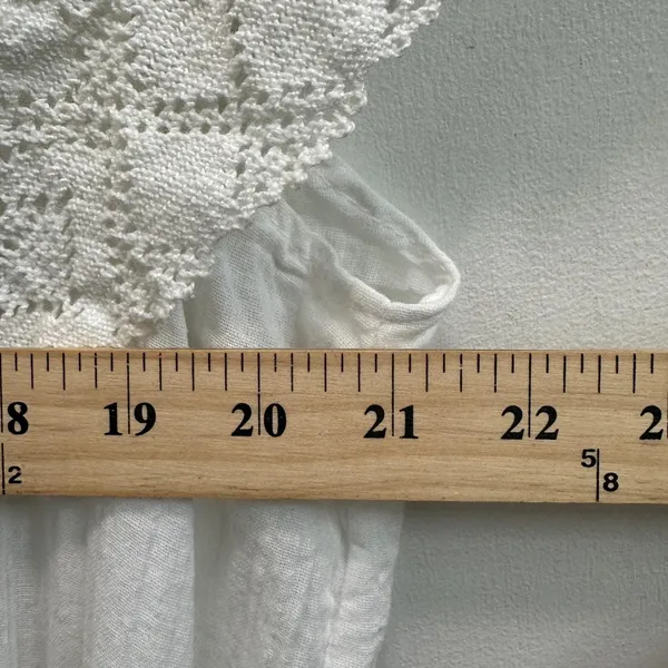 Vtg Women Off Shoulder Dress L White Small‎ Boho Cottagecore Lace Tiered Fairy - Image 4