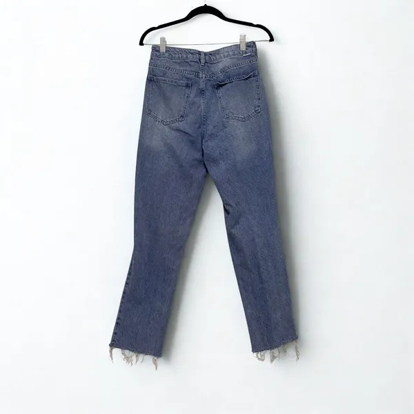 PacSun Womens Mom Jeans Size 27 Medium Wash Distressed Ripped Raw Hem High Rise - Image 2