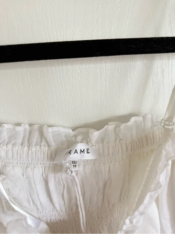 FRAME White Smocked Midi Dress - Image 3