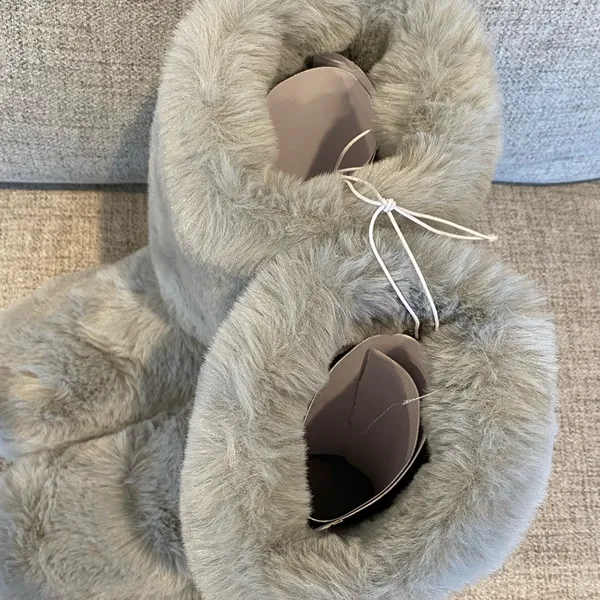 NWT Women's LC Allover Faux Fur Boot Slippers - Image 5