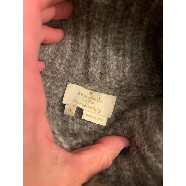 Kate Spade Chunky Knit Alpaca Blend Oversized Turtleneck sweater in grey M - Image 3