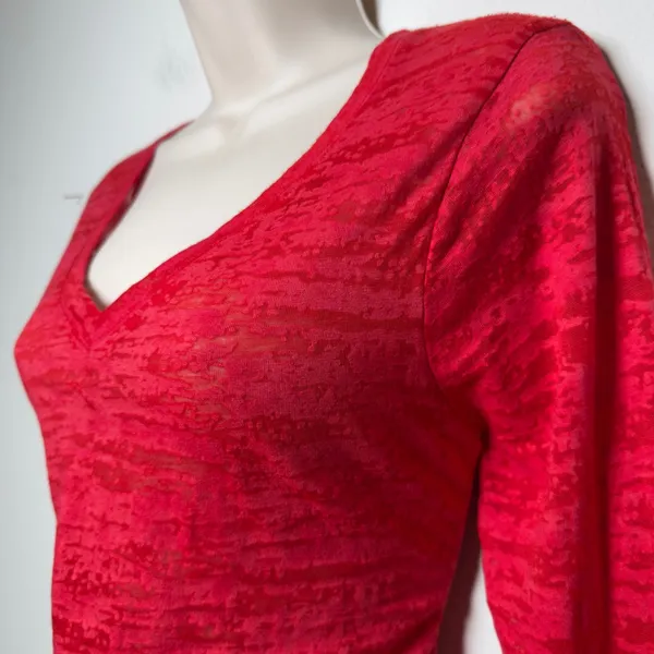 Splash y2k Women‎ Cyber Grunge Sheer Top XL Red Mall Goth V-Neck - Image 14