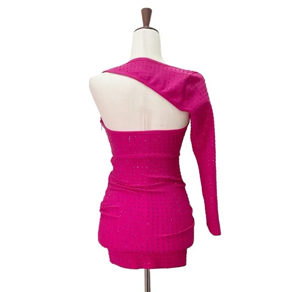 Superdown Adley Hot Pink One Shoulder Sequin Mini Dress Size XS Party Clubwear - Image 3