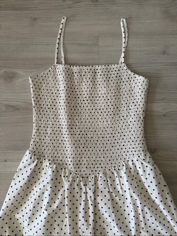 Le Lis White and Black Polka Dot Smocked Sundress - Image 4