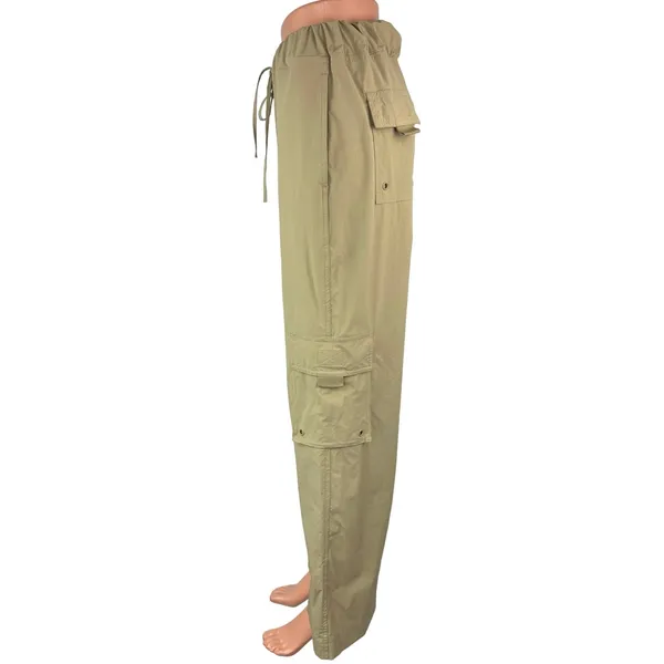 Mono B Women's Green Windbreaker Parachute Cargo Wide Leg Sweat Pants Size M - Image 2
