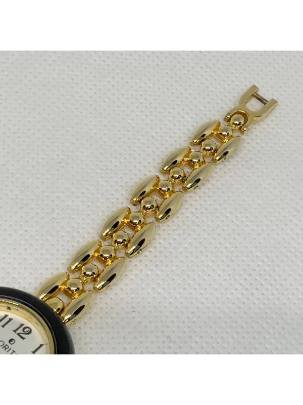 vintage Morita gold tone 18k electro plated women watch 26mm size 6.5” running - Image 3